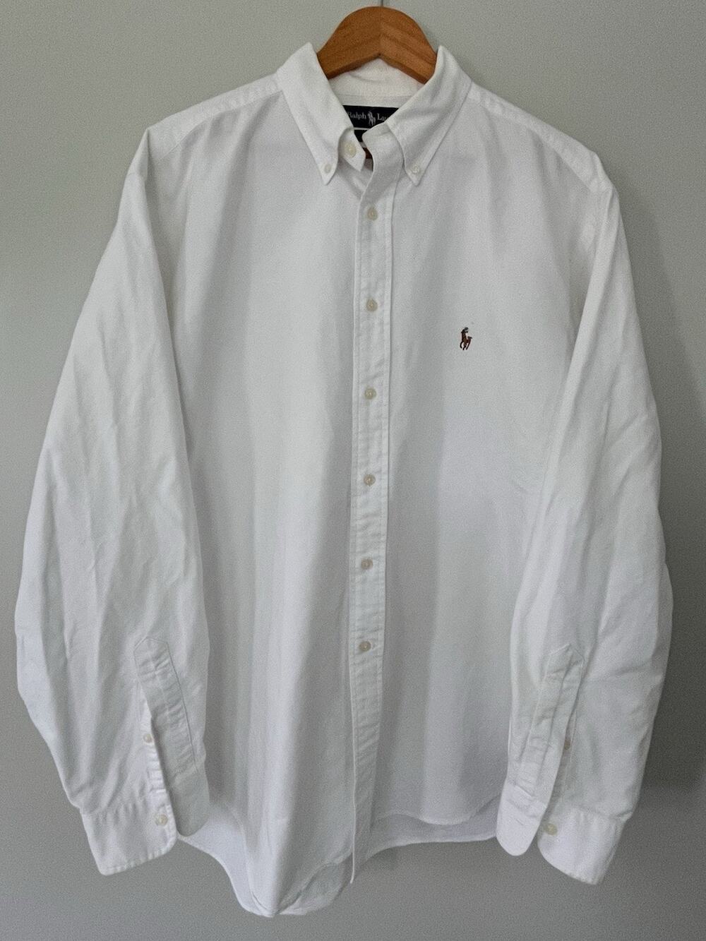Ralph Lauren Yarmouth Oxford Shirt Mens 17.5-36 White Button Down Cotton OCBD